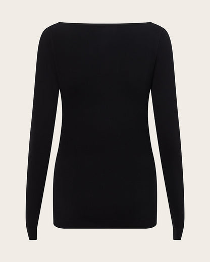 Base Layer Boatneck Long Sleeve Top - Black