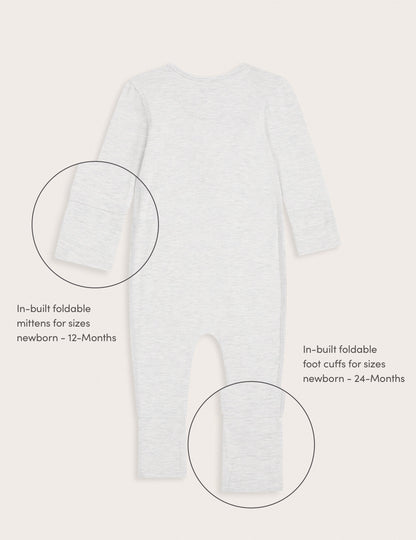 Baby Long Sleeve Romper - Heather Grey
